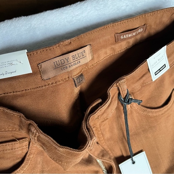 Judy Blue Jeans Women 13/31 Wide Leg Crop Garment Dyed Brown Denim High Rise NWT - Picture 4 of 11
